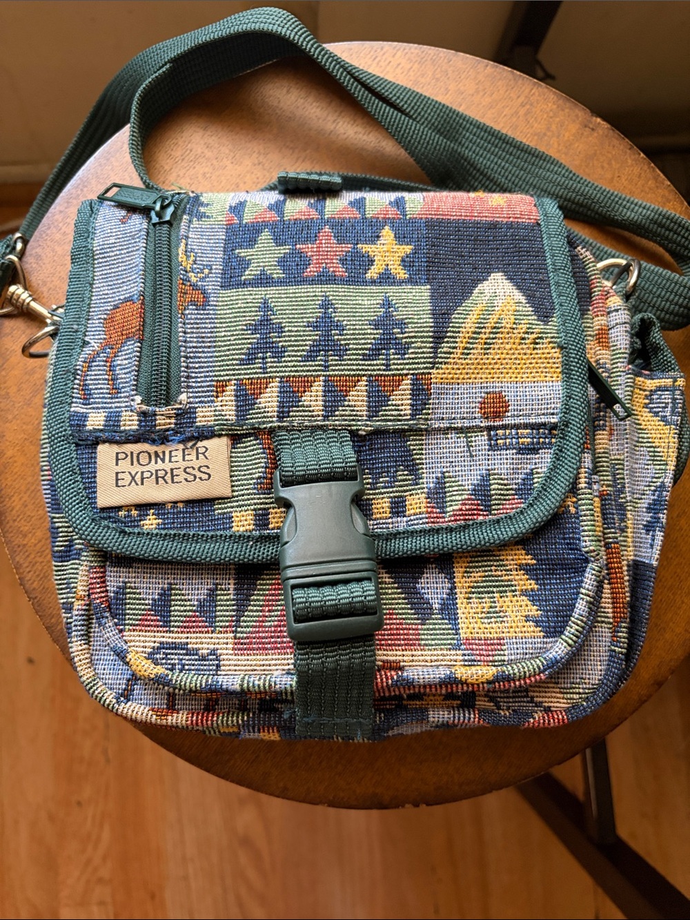 Green Patterned Crossbody Bag